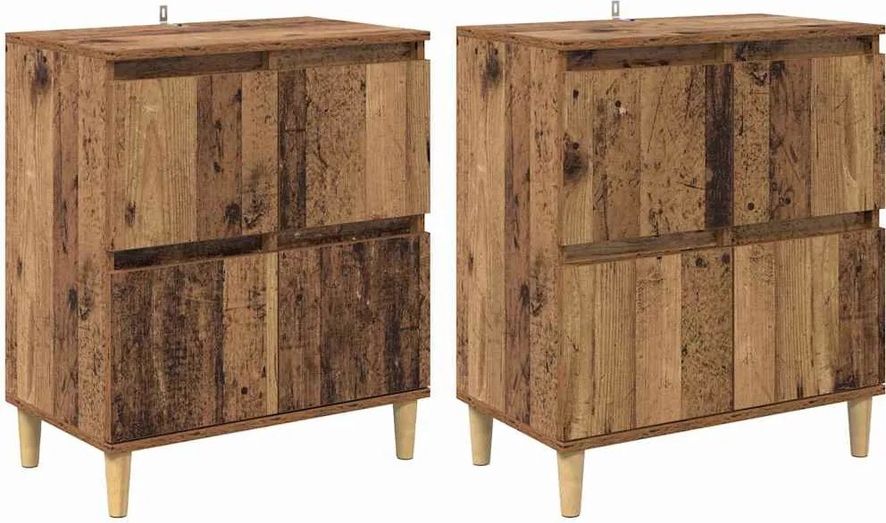 vidaXL Oldalszekrények 2 pcs Öreg fa 60 x 35 x 70 cm Faanyag