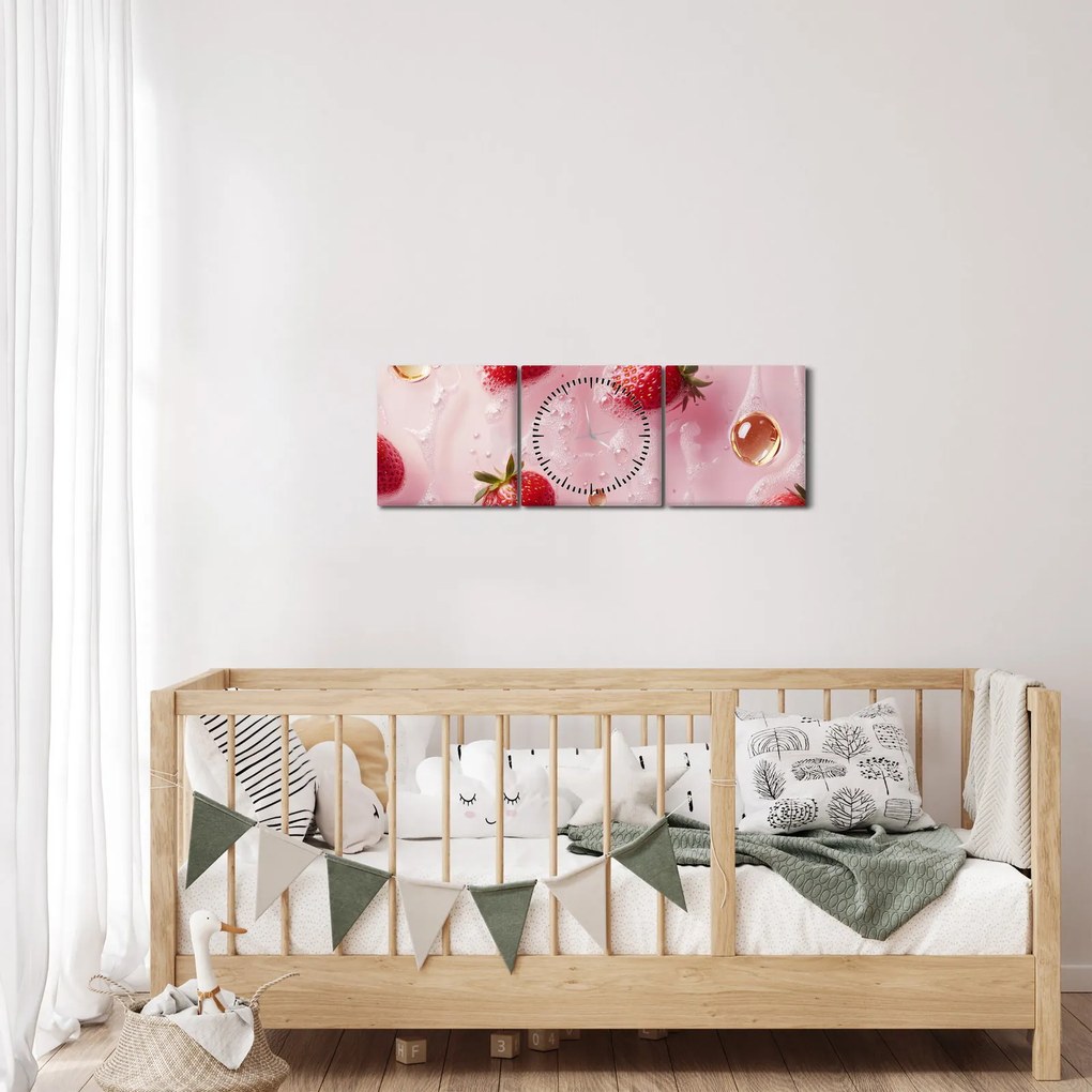 Kép - Eprek buborékokban (órával) (90x30 cm)