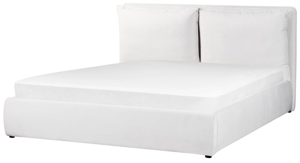 Törtfehér bársony ágyneműtartós franciaágy 160 x 200 cm BAJONNA Beliani