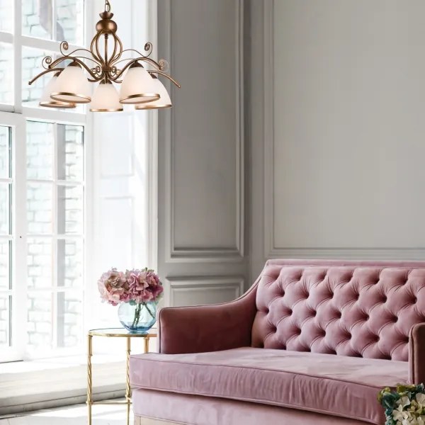 Láncra függesztett RETRO II csillár 5xE27/60W/230V, patinás bronz