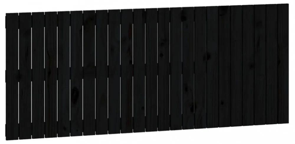 fekete tömör fenyőfa fali fejtámla 147 x 3 x 60 cm