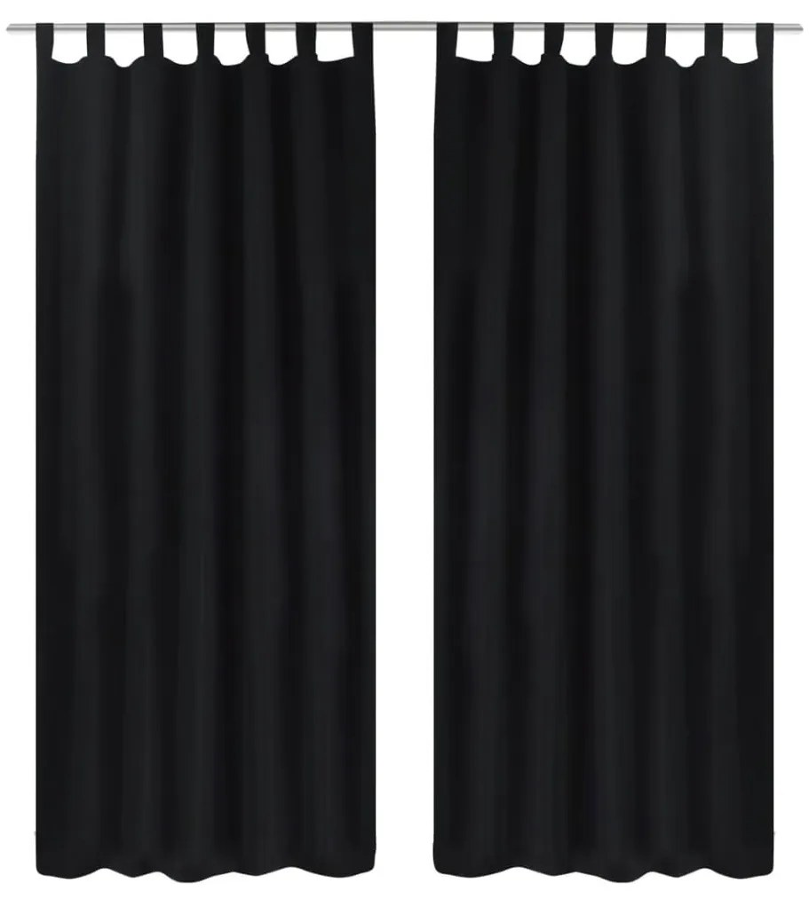2 db fekete mikroszatén függöny karikákkal 140 x 175 cm