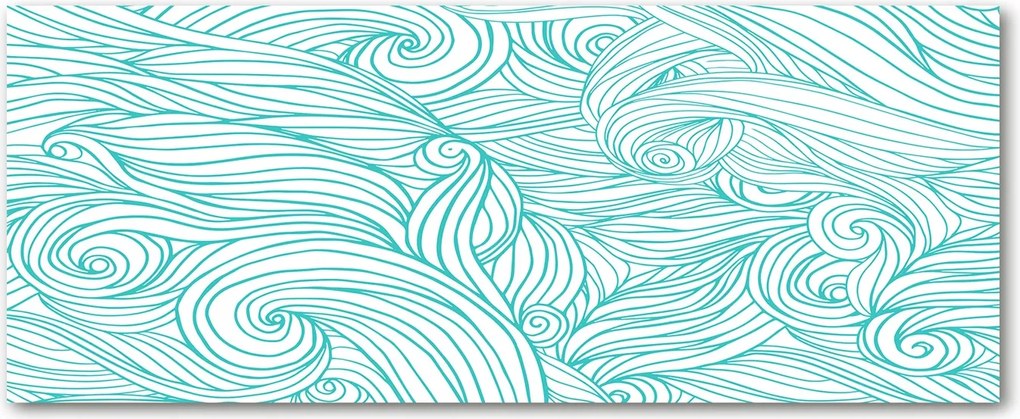 Lacobel üveg fotónyomtatással Kék hullámok XXL