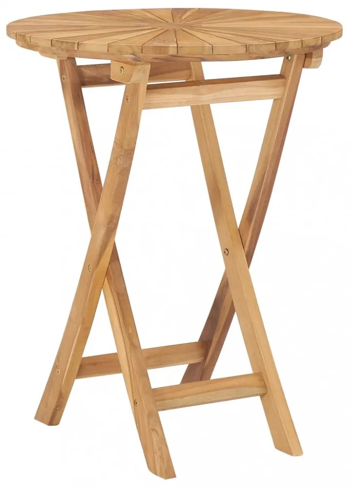 összecsukható tömör tíkfa kerti asztal Ø 60 cm