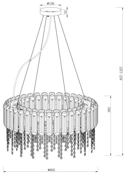 Maytoni MOD097PL-08CH - Csillár zsinóron HAIL 8xE14/40W/230V átm. 60,5 cm króm