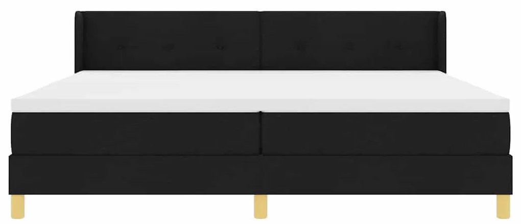 Boxrugós ágy Fekete 200 x 200 cm Kárpitozás és Fa és Hab