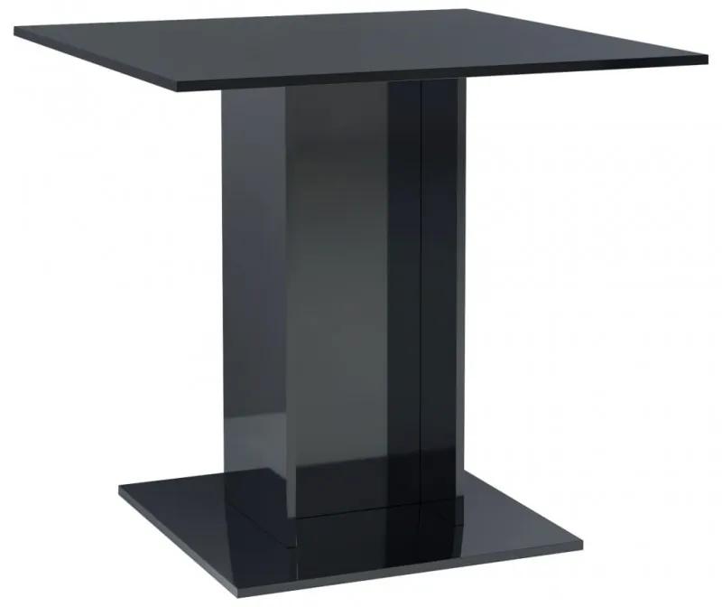 Magasfényű fekete forgácslap étkezőasztal 80 x 80 x 75 cm