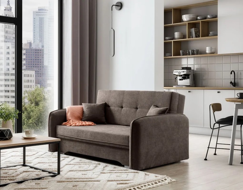 Kihúzható 2 személyes LAINE kanapé, barna