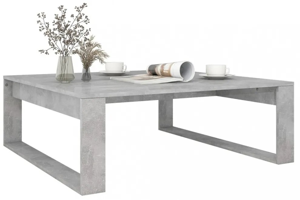 betonszürke szerelt fa dohányzóasztal 100 x 100 x 35 cm