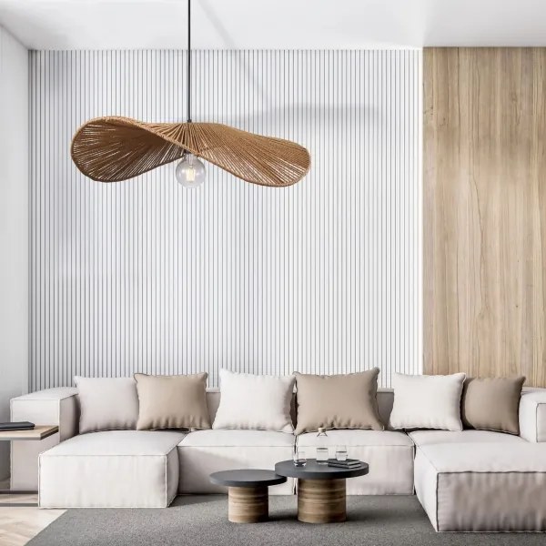 Csillár zsinóron CAPRI 1xE27/20W/230V átm. 60 cm bambusz