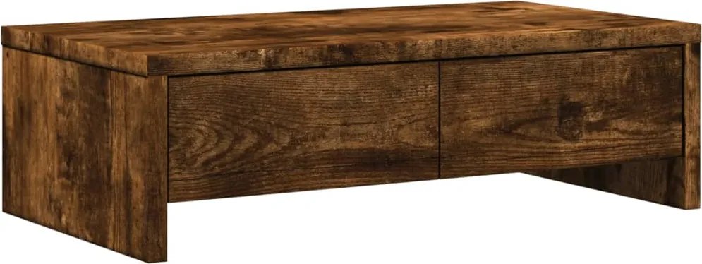 vidaXL füstös tölgy szerelt fa monitorállvány fiókokkal 50x27x15 cm