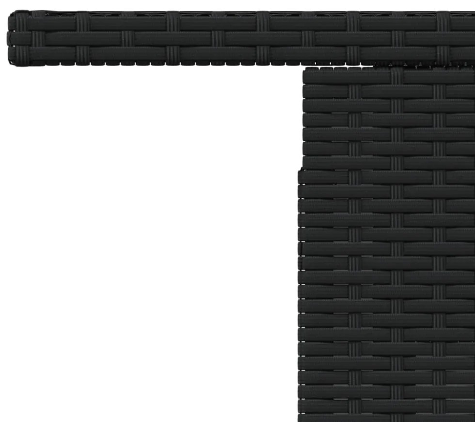 fekete polyrattan és akácfa kerti asztal 100 x 55 x 73 cm