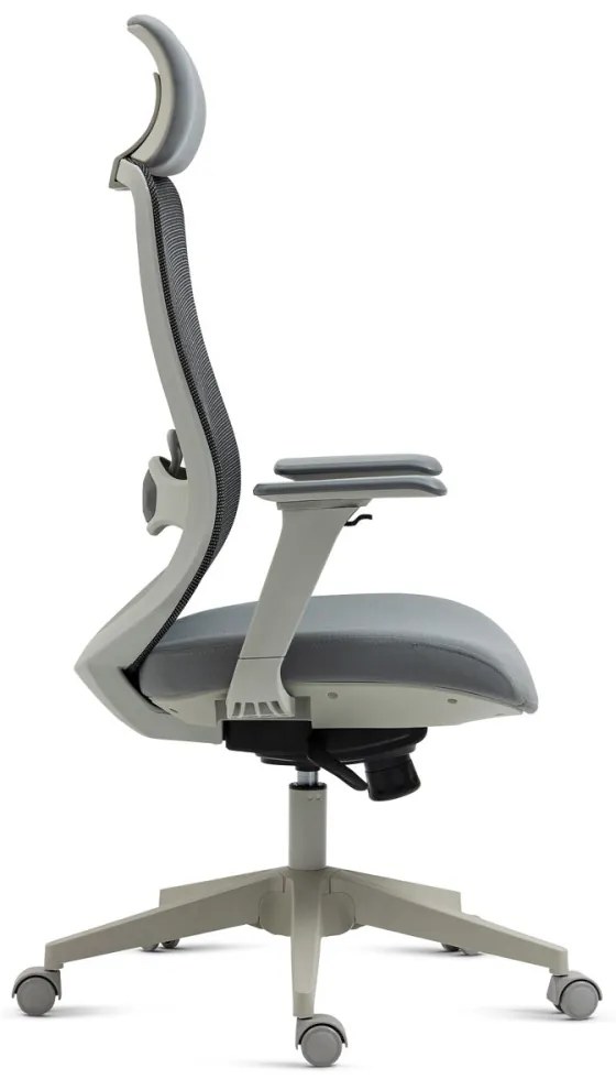 KA-V321 Scaun pivotant în culoare gri. Braț 4D. Mecanism sincron. Spătar reglabil.