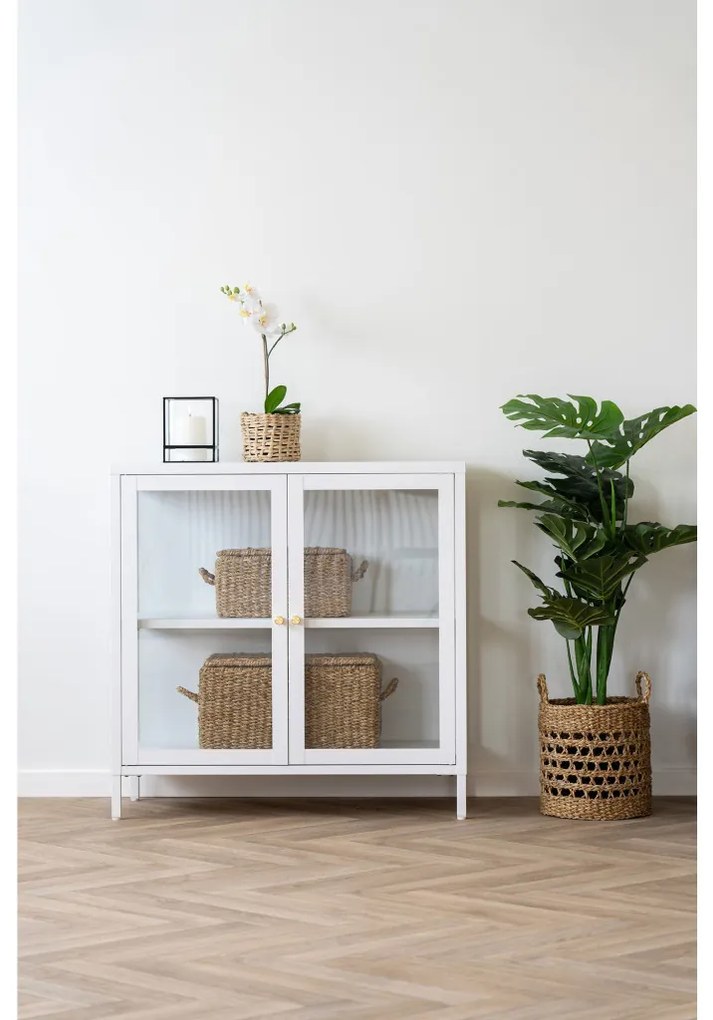 Dalby vitrines komód, 2 ajtó, acél, fehér 80x35x80 cm