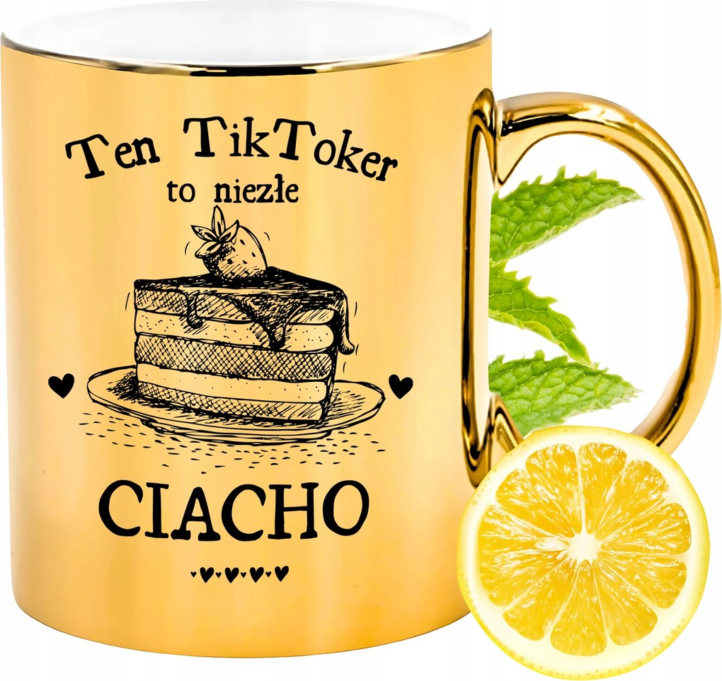 Arany csillogó bögre TikToker Ajándék Nyomtatott Fotóval