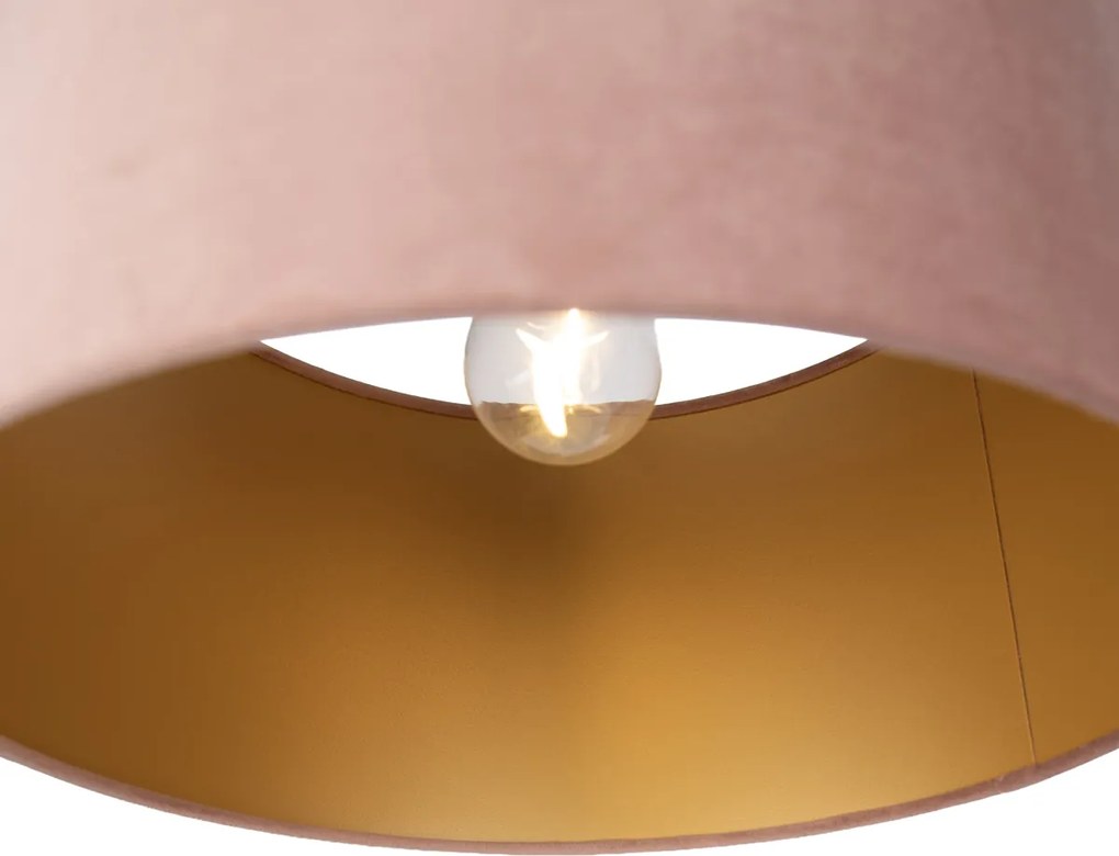 Fekete függőlámpa rózsaszín búrával és arany belsővel 35cm 3-lámpás - Cava