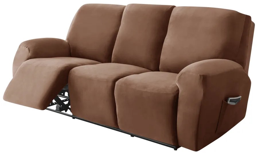 Relax Fotel Huzat (bársonyos, 3 üléses, barna)