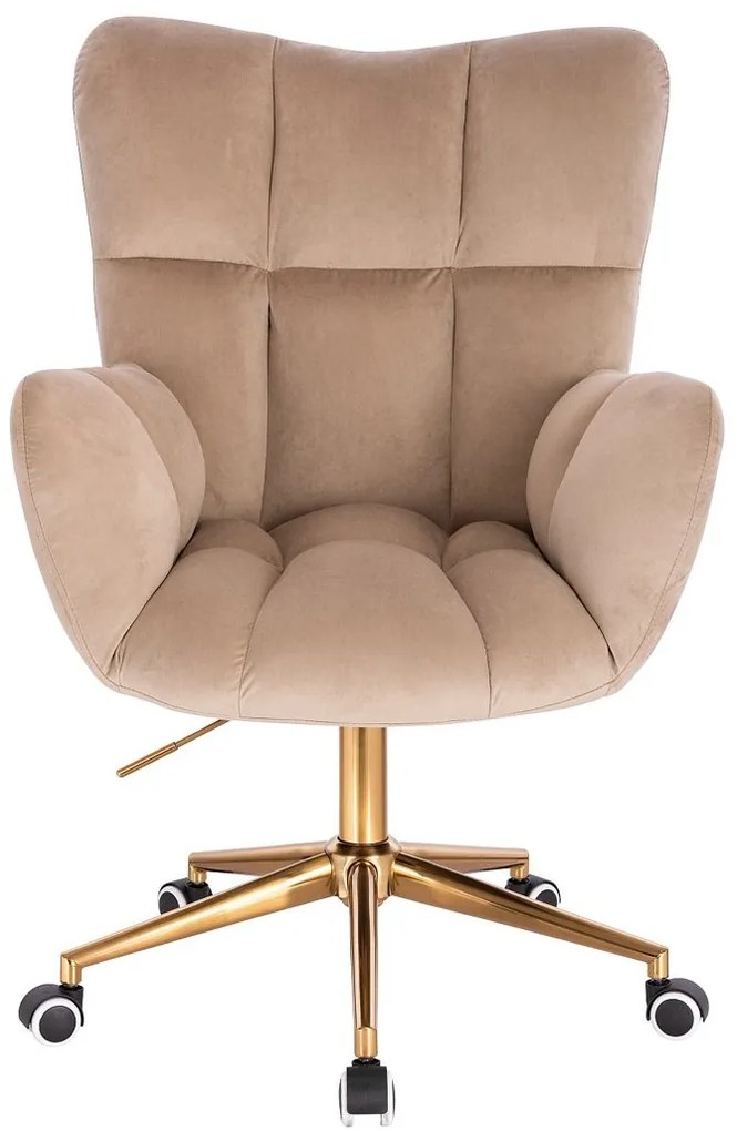HR650K Latte modern velúr szék arany lábbal