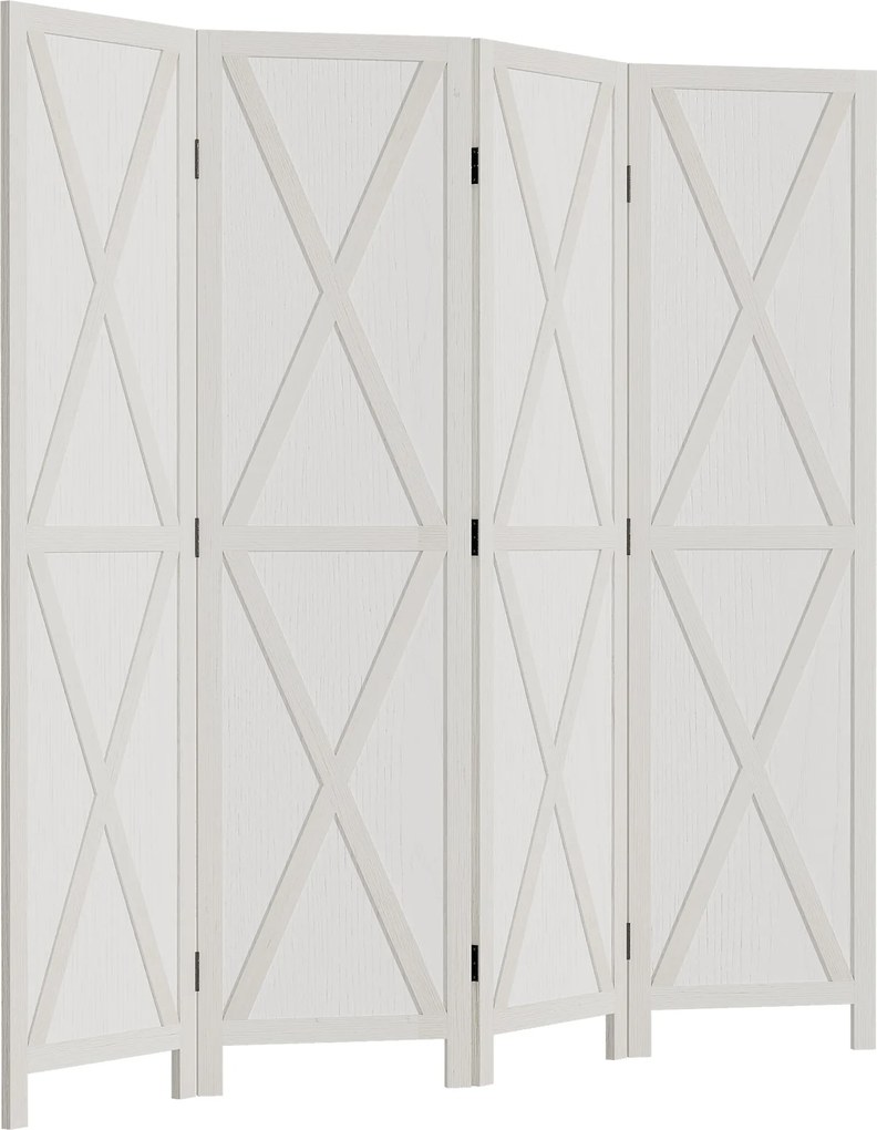 HOMCOM 4 Panelos Földi Elválasztó 182x170 cm Összecsukható Szobaelválasztó Nappalihoz, Hálószobához, Irodához - Fehér | Aosom