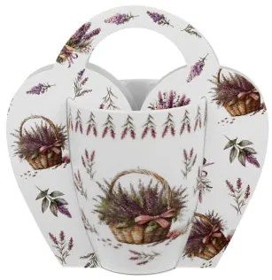 Porcelán levendula virágos bögre dísztasakkal Basket of Flowers Lavender