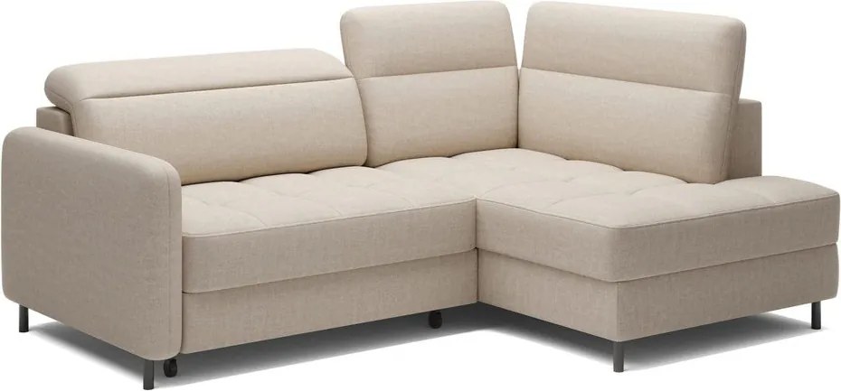 Bézs bársony kinyitható-tárolóhelyes sarokkanapé (jobb oldali-L alakú) Barea – ELTAP