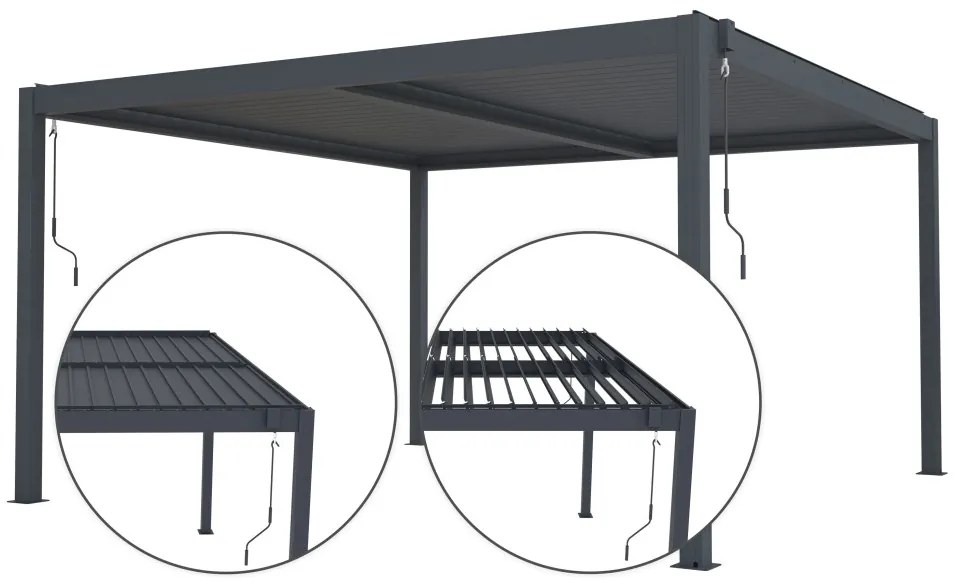 Bioklimatikus pergola G21 Austin 4x4 m, antracit színű alumínium