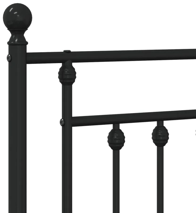fekete fém ágykeret fej- és lábtámlával 90 x 200 cm