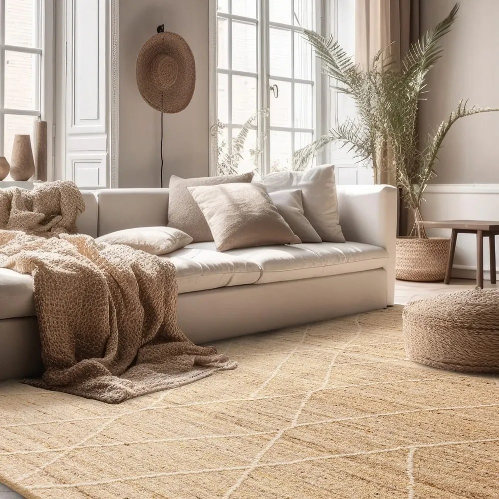 Natúr színű gyapjú szőnyeg 200x290 cm Noah – Asiatic Carpets