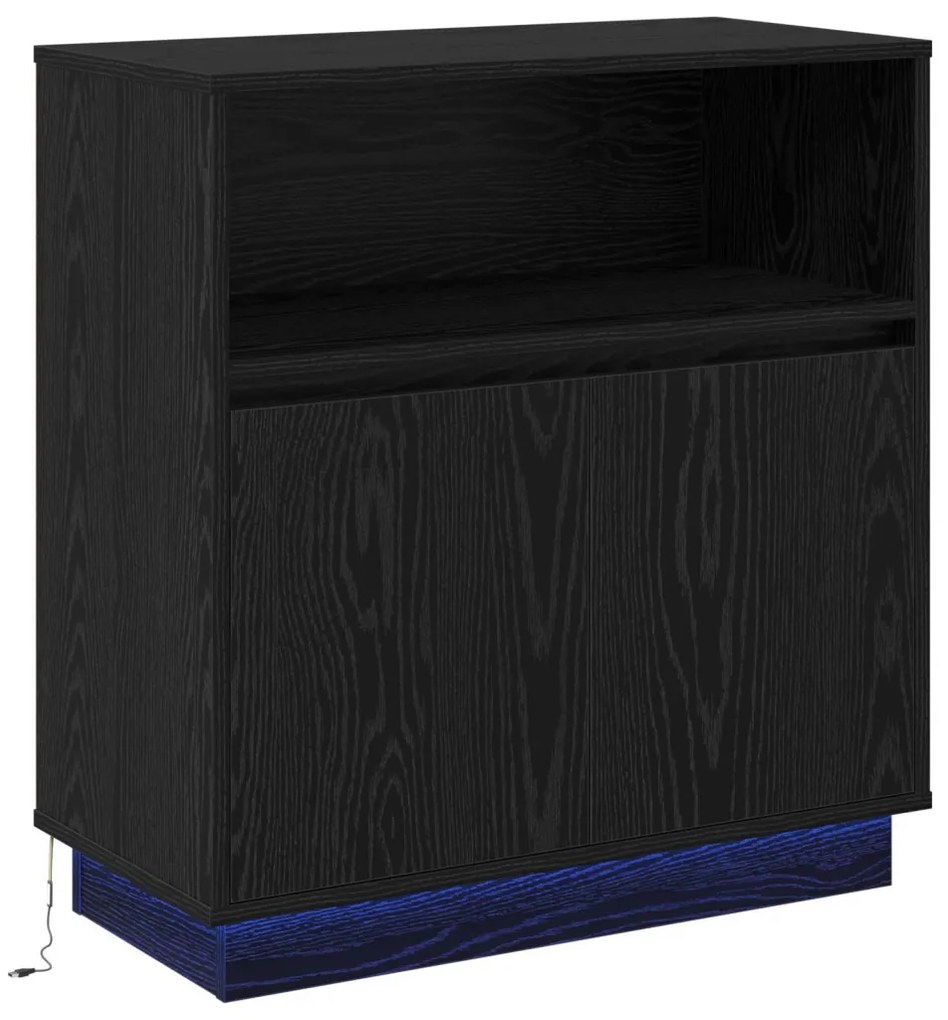 Fadoboz LED világítással Fekete Tölgy 71x34,5x75 cm Műanyag