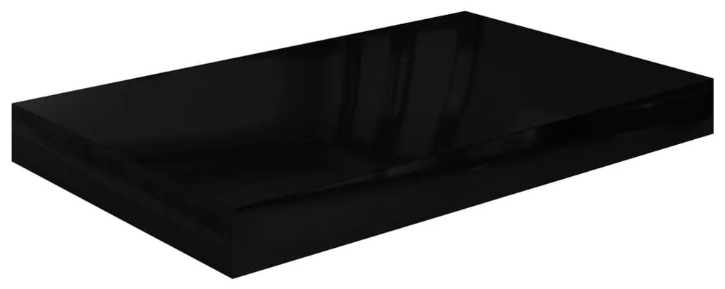 4 db magasfényű fekete MDF lebegő fali polc 40 x 23 x 3,8 cm