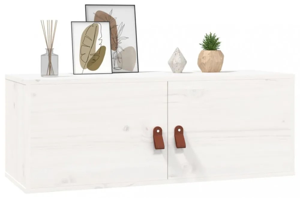 2 db fehér tömör fenyőfa faliszekrény 80 x 30 x 30 cm