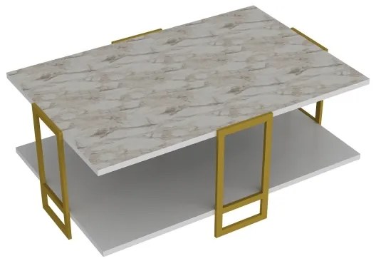 Kávésasztal POLKA 36,6x91,5 cm arany/fehér