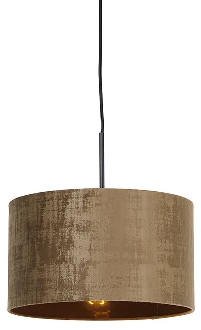 Modern függőlámpa fekete barna árnyékolóval 35 cm - Combi