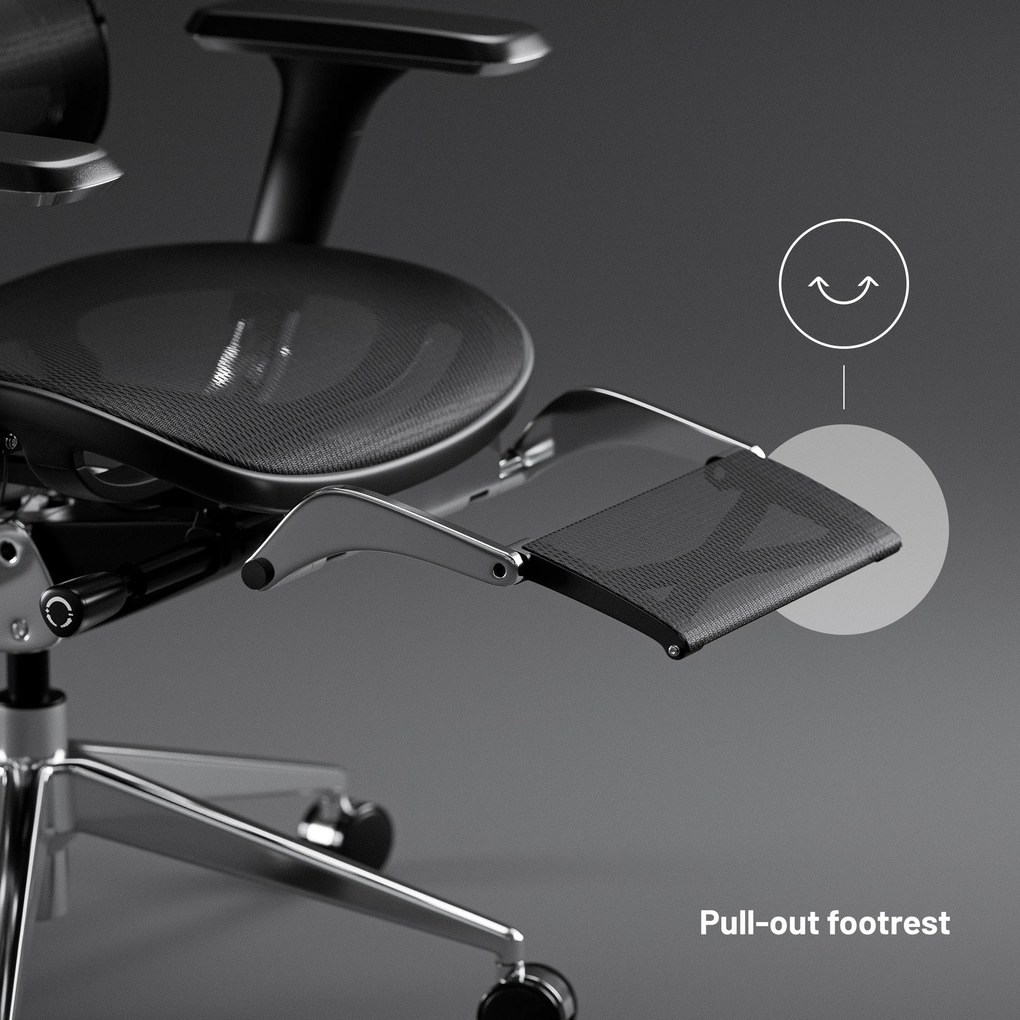 Ergonomikus irodai szék lábtartóval Normal Size, fekete: Diablo V-Master