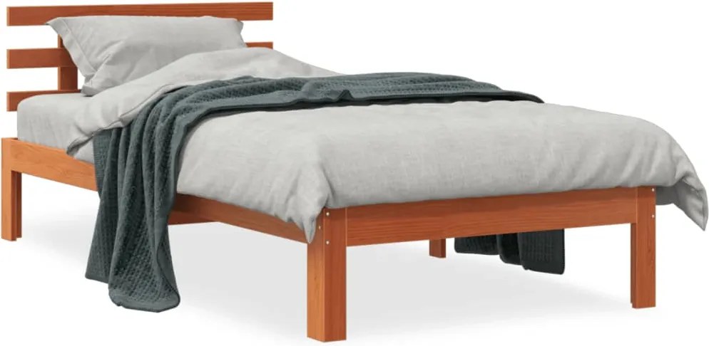 vidaXL viaszbarna tömör fenyőfa ágy matrac nélkül 75 x 190 cm