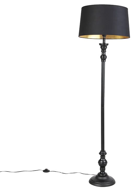 Állólámpa pamut búrával fekete arannyal 45 cm - Classico