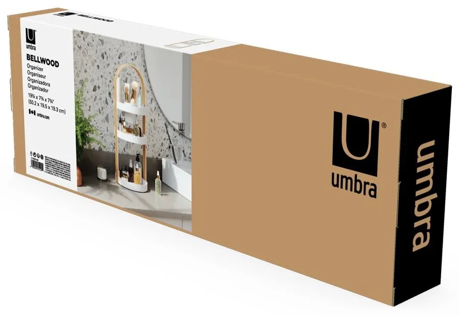 Fehér-natúr színű fa fürdőszobai rendszerező Bellwood – Umbra