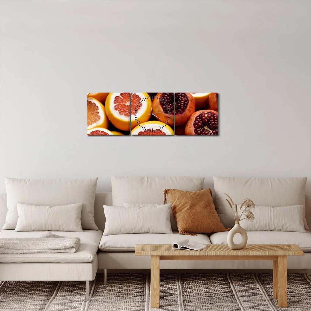 Narancsok és gránátalmák képe (órával) (90x30 cm)