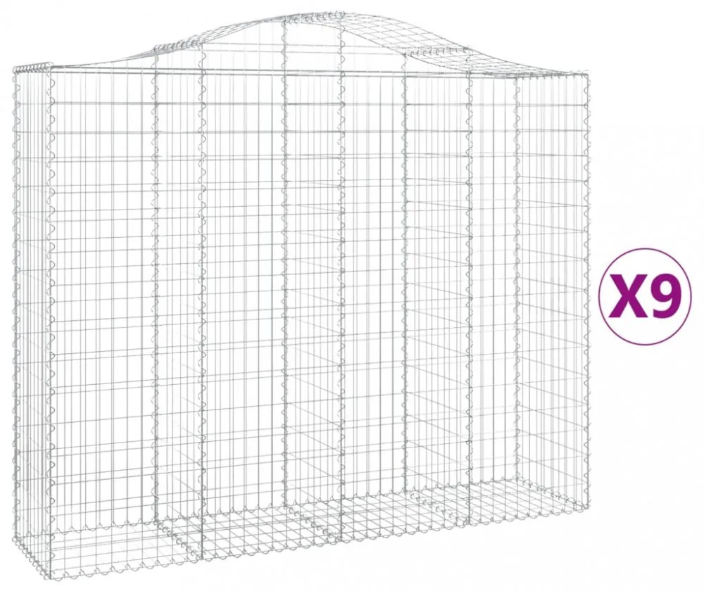 vidaXL 9 db íves horganyzott vas gabion kosár 200x50x160/180 cm