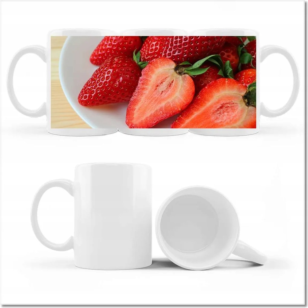 Nyomott mintás bögre Friss eper Kert