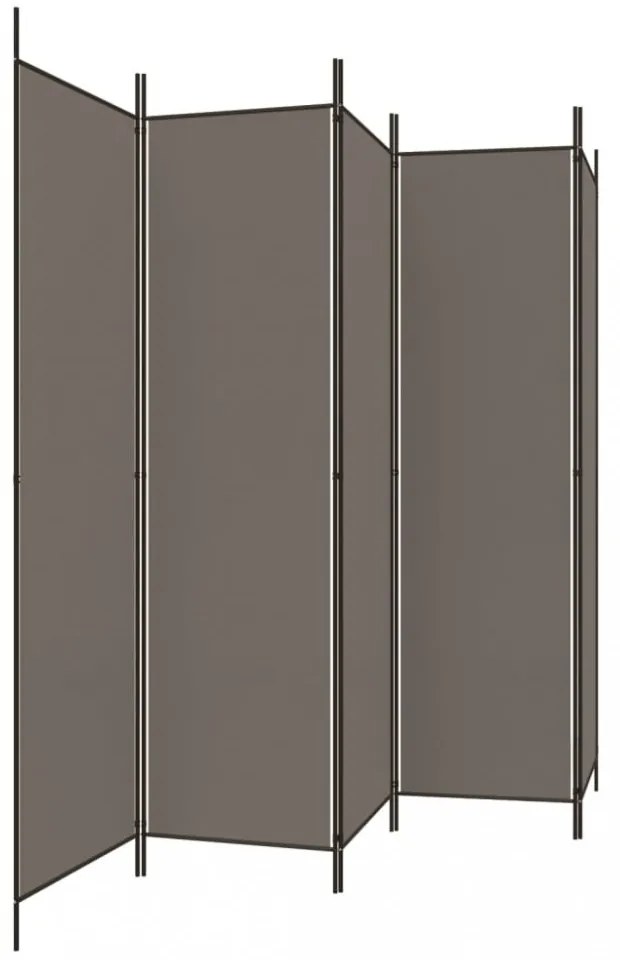 5 paneles antracitszürke szövet térelválasztó 250 x 220 cm
