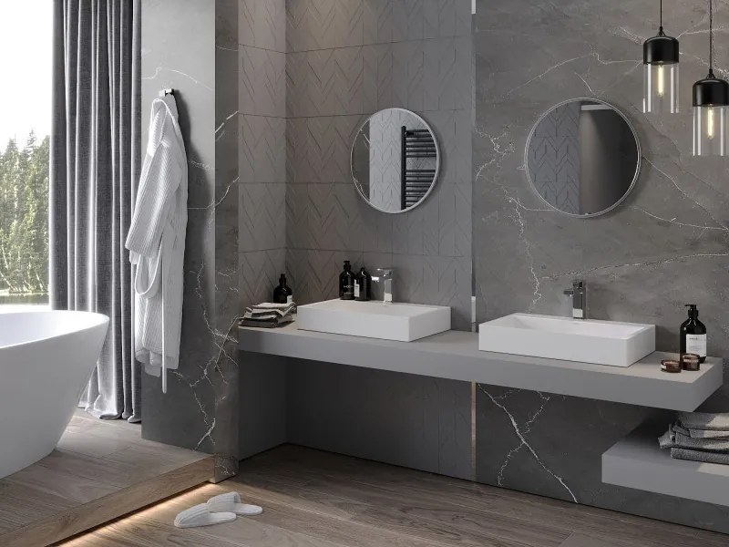 Mexen Loft kerek fürdőszobai tükör 50 cm, inox keret - 9850-050-050-000-10