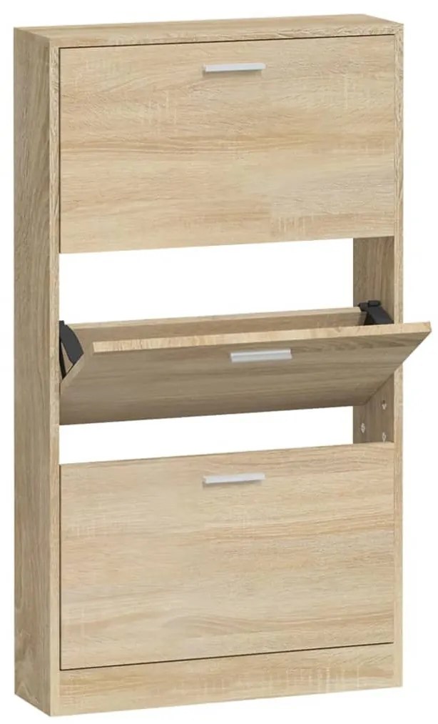 tölgyszínű szerelt fa cipősszekrény 59x17x108 cm
