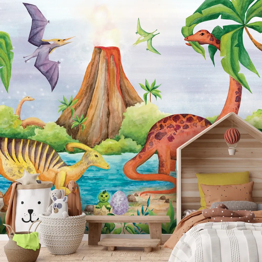 Gario Fotótapéta Dinoszauruszok a tónál Anyag: Vlies, Méret: 400 x 280 cm