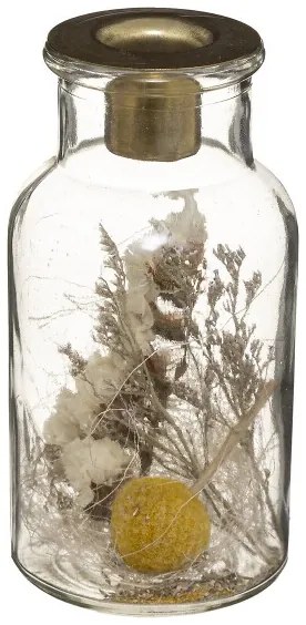 Üveggyertyatartó szárított virágokkal BLOOMY, magasság 13 cm