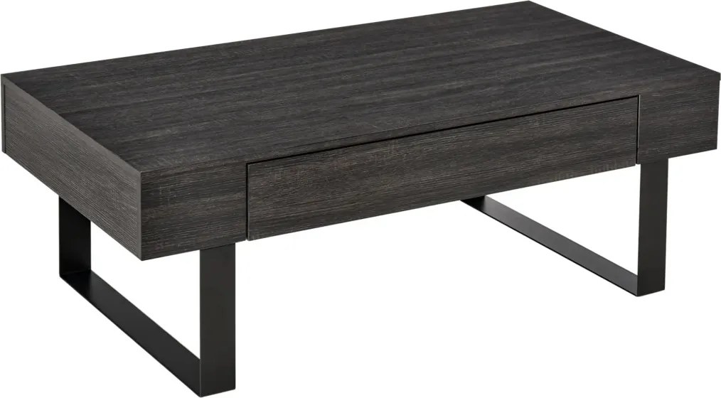 HOMCOM Dohányzóasztal, modern kanapéasztal fém kerettel, 110 x 60 x 40 cm, sötétszürke