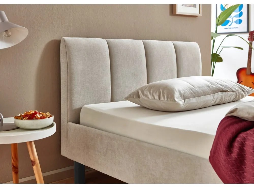 Bézs kárpitozott franciaágy ágyrács nélkül 140x200 cm Joker – Meise Möbel