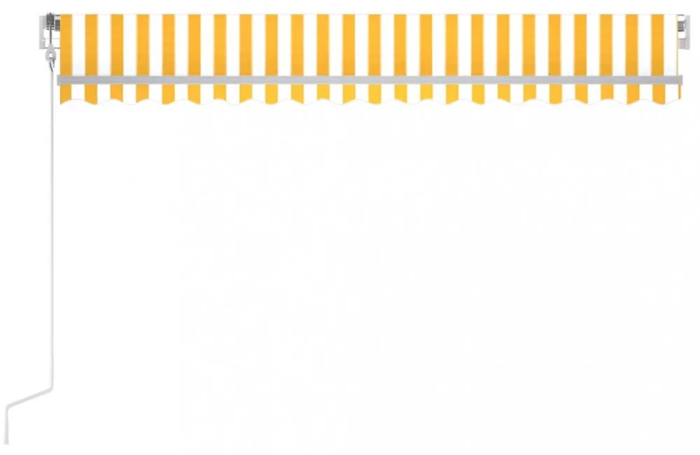 sárga-fehér szélérzékelős és LED-es napellenző 400x350 cm