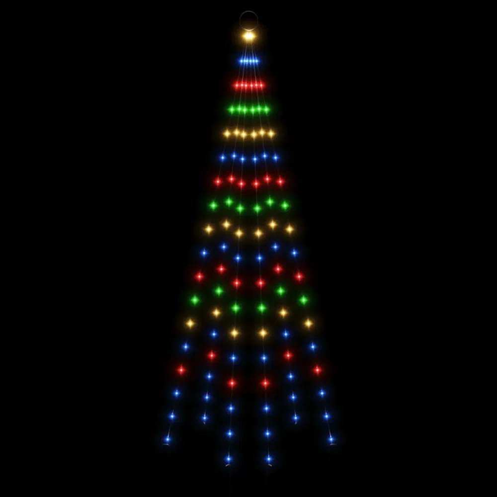 karácsonyfa zászlórúdon 108 színes LED-del 180 cm