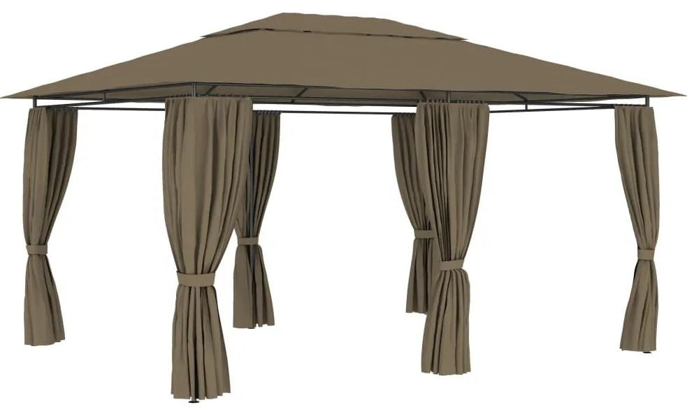 Tópszínű kerti pavilon függönyökkel 4 x 3 m 180 g/m²
